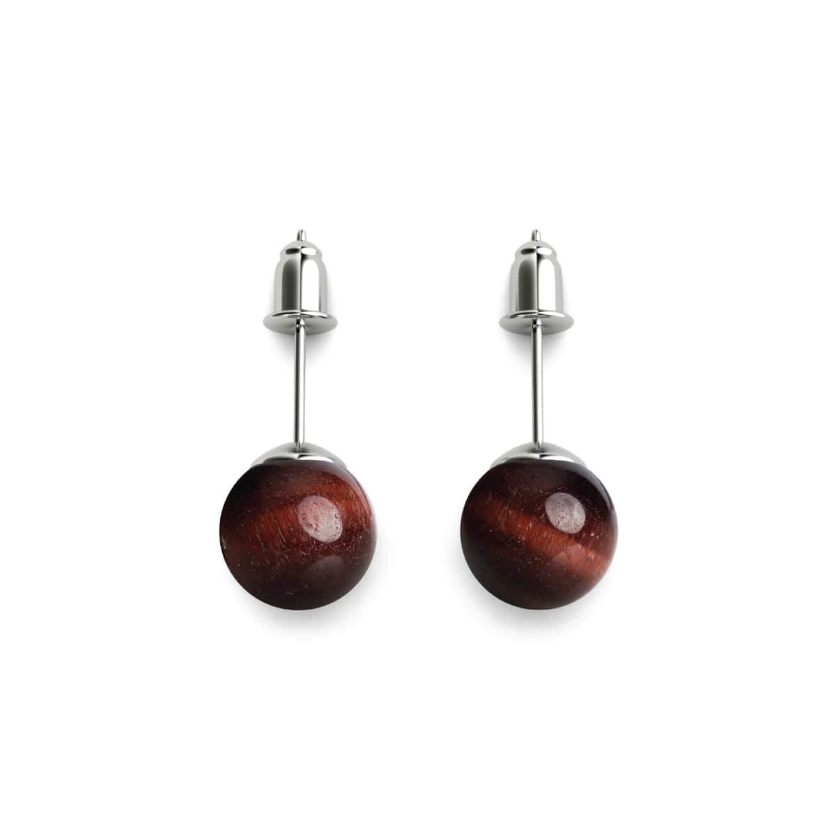 Red Tigers Eye | .925 Sterling Silver | Gemstone Stud Earrings